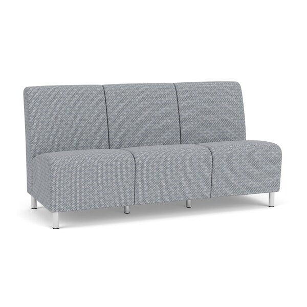 Lesro Siena Lounge Reception Armless 3 Seat Tandem Seating No Center Arms, Brushed Steel, RS Fog Upholstery SN3102 - main